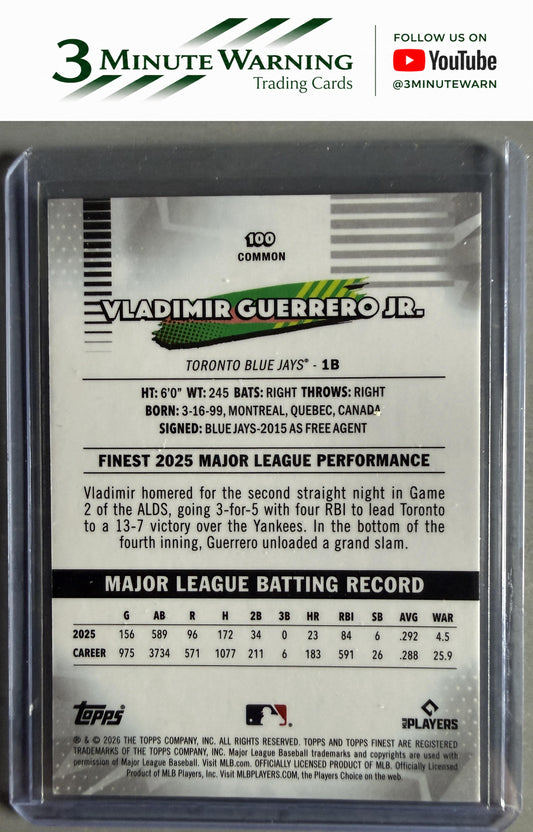 2026 Topps Finest #100 Vladimir Guerrero Jr. Mini Diamond Common