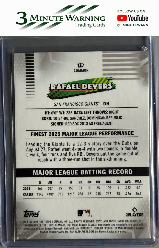2026 Topps Finest #19 Rafael Devers Common