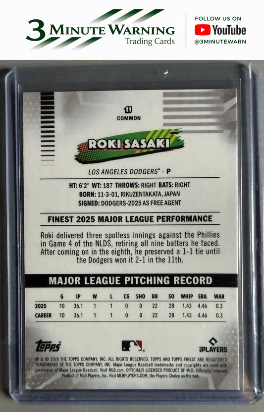 2026 Topps Finest #11 Roki Sasaki Common
