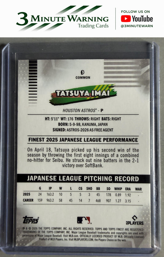 2026 Topps Finest #3 Tatsuya Imai Common