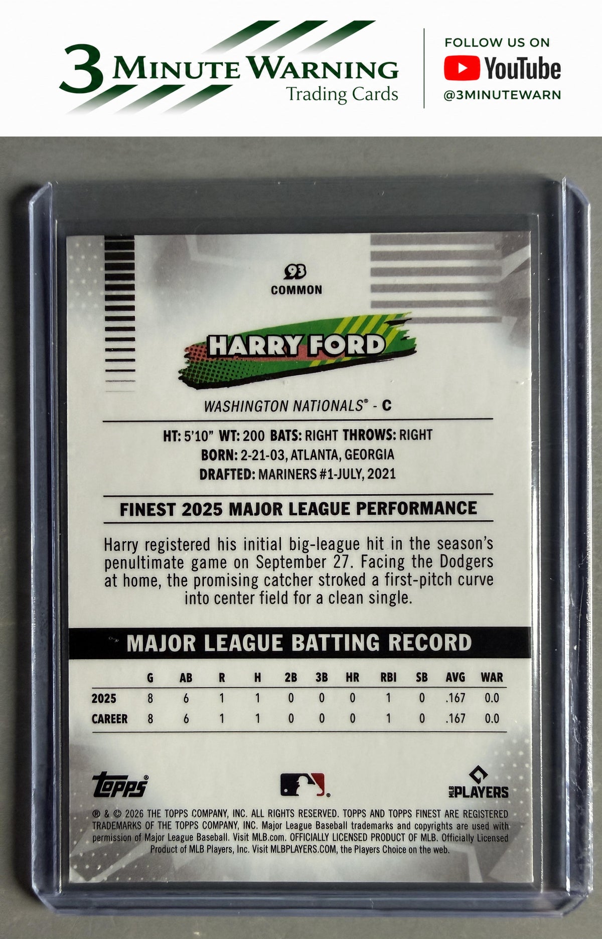 2026 Topps Finest #93 Harry Ford Common