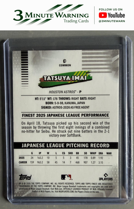 2026 Topps Finest #3 Tatsuya Imai Common