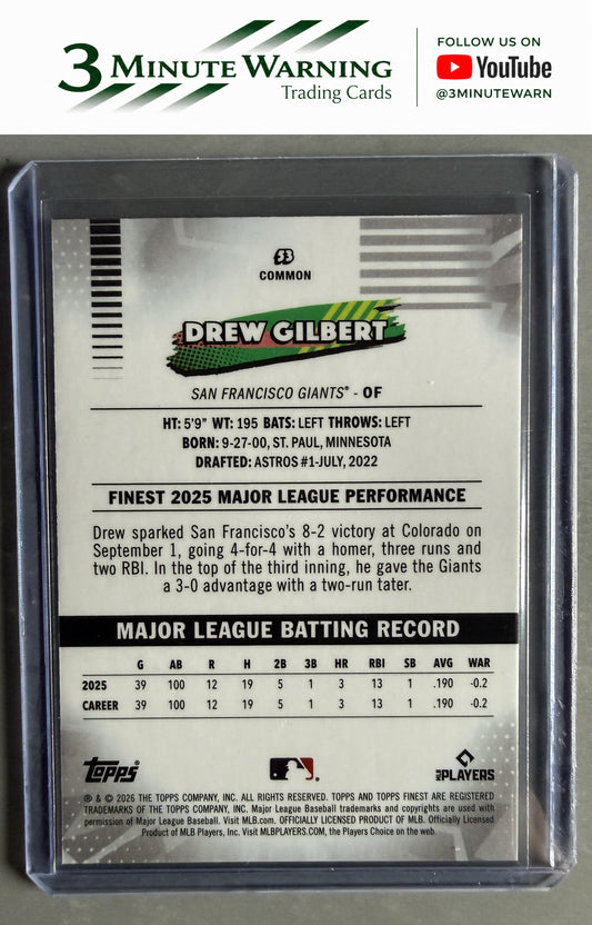 2026 Topps Finest #53 Drew Gilbert Common