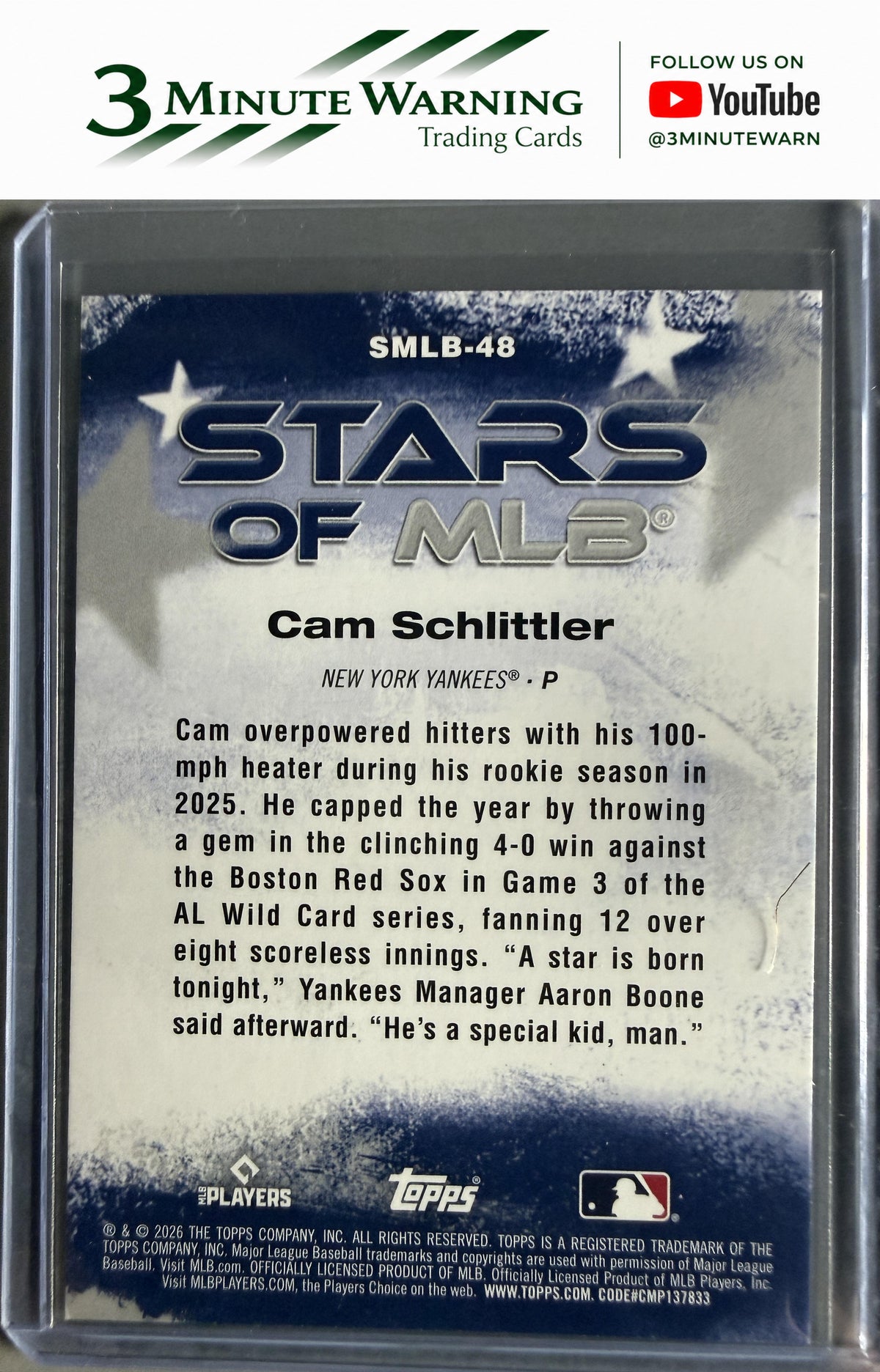 2026 Topps #SMLB-48 Cam Schlittler Stars of MLB