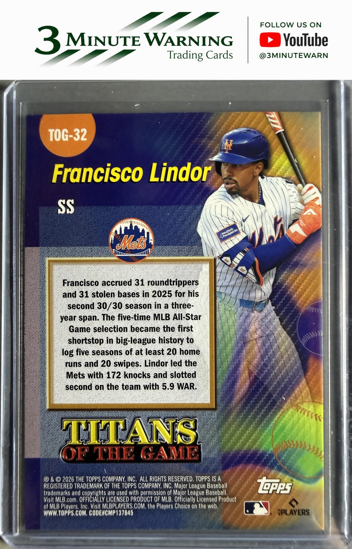 2026 Topps #TOG-32 Francisco Lindor Titans of the Game