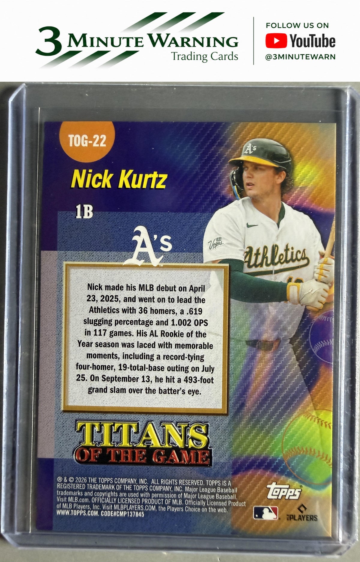 2026 Topps #TOG-22 Nick Kurtz Titans of the Game