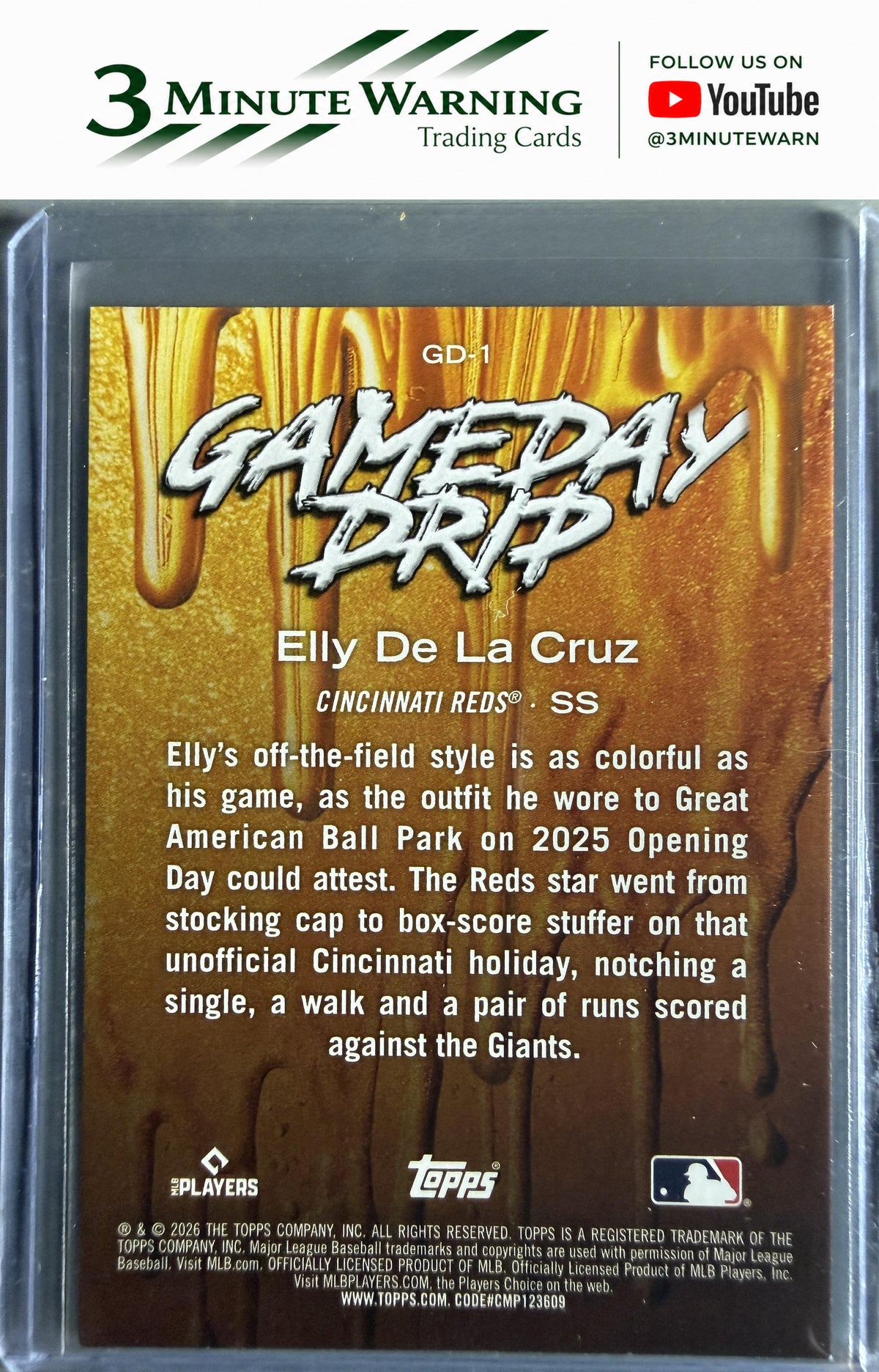 2026 Topps #GD-1 Elly De La Cruz Gameday Drip