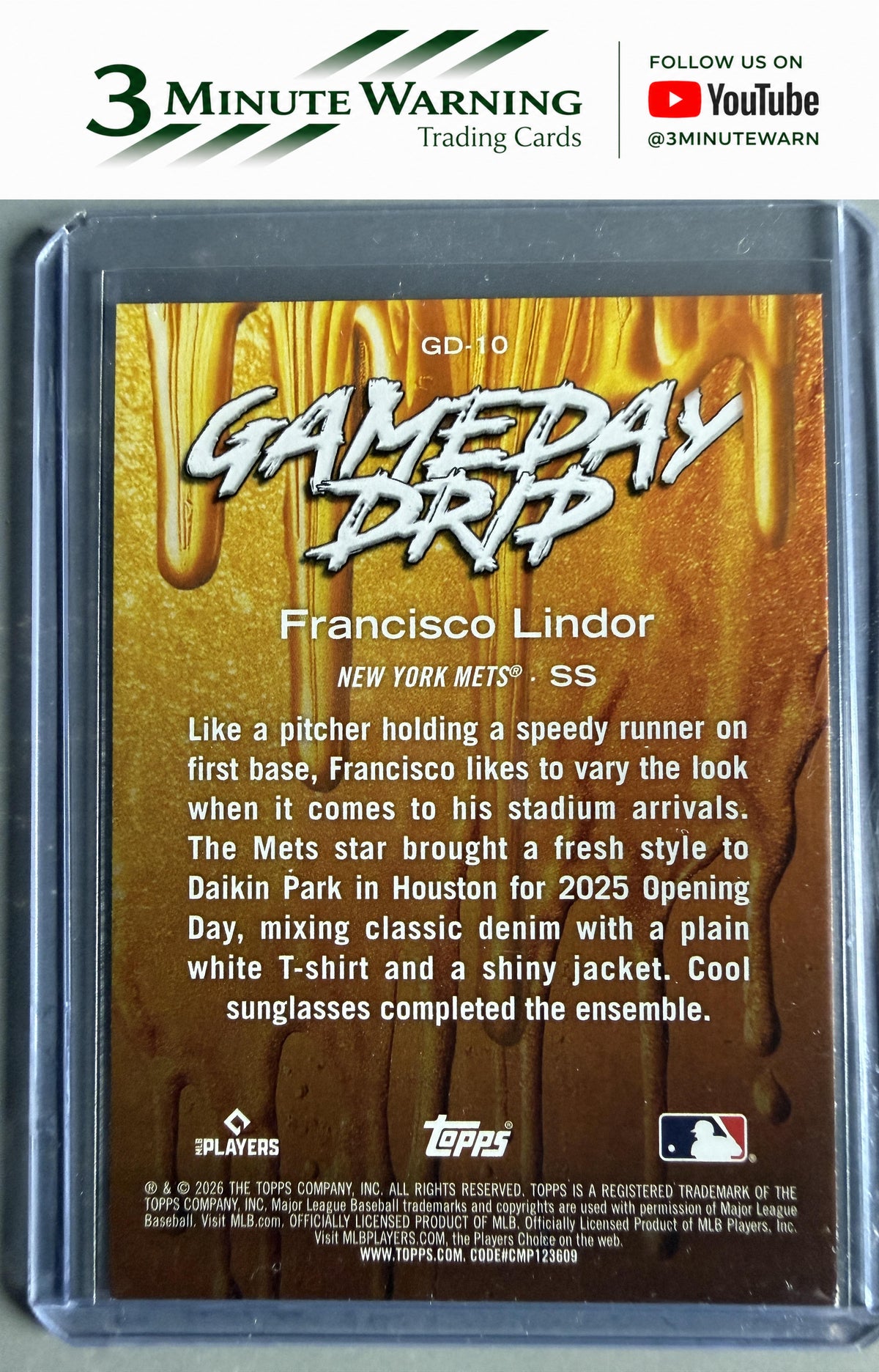 2026 Topps #GD-10 Francisco Lindor Gameday Drip