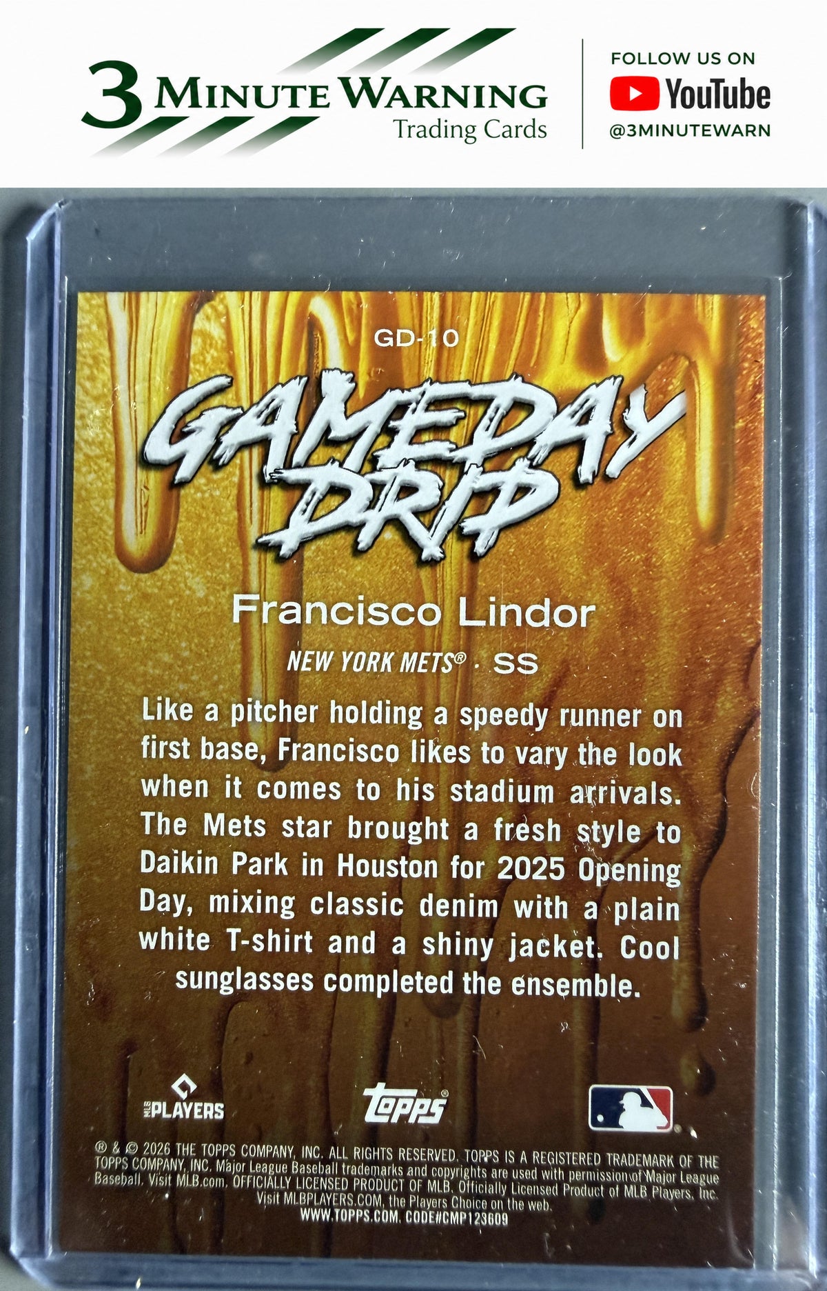 2026 Topps #GD-10 Francisco Lindor Gameday Drip