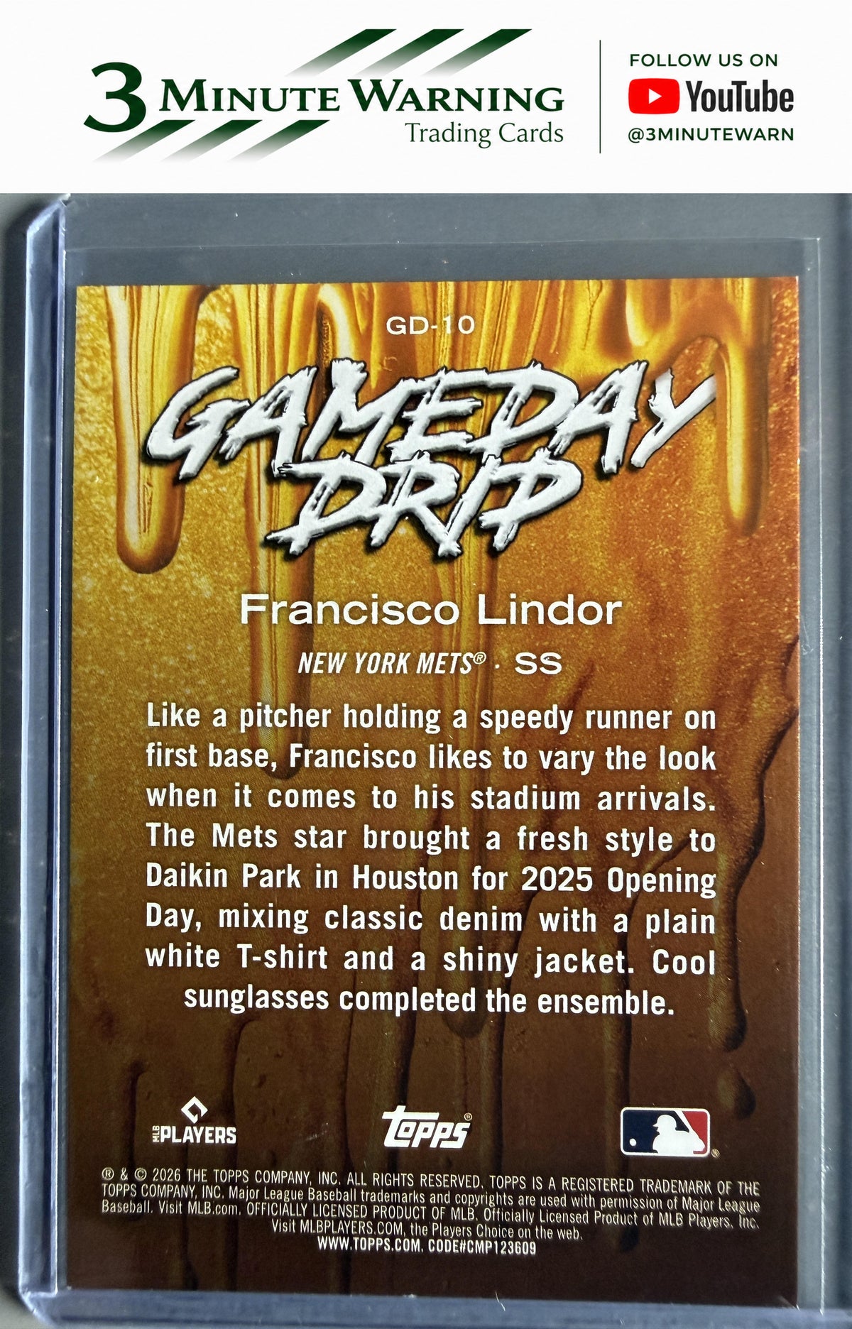 2026 Topps #GD-10 Francisco Lindor Gameday Drip