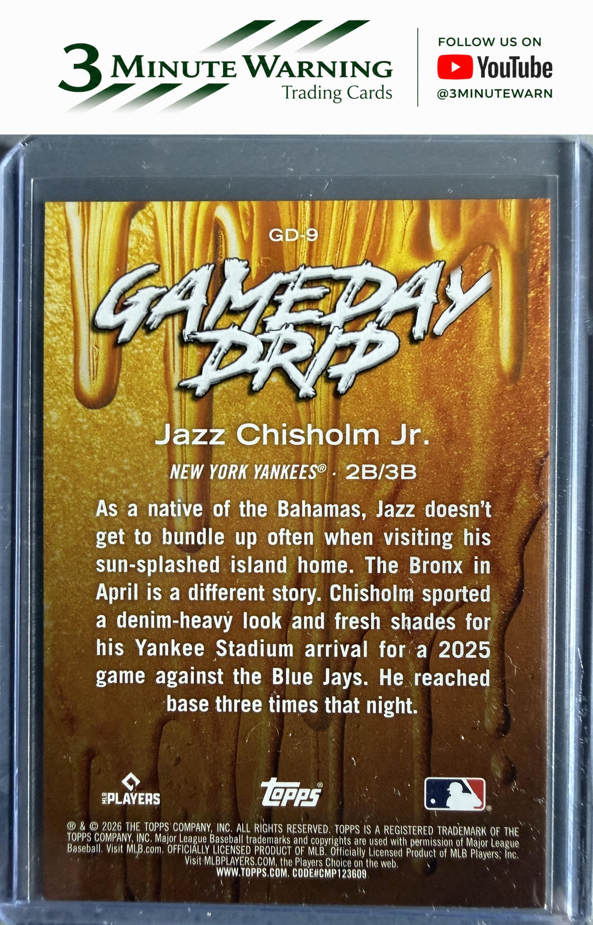 2026 Topps #GD-9 Jazz Chisholm Jr. Gameday Drip