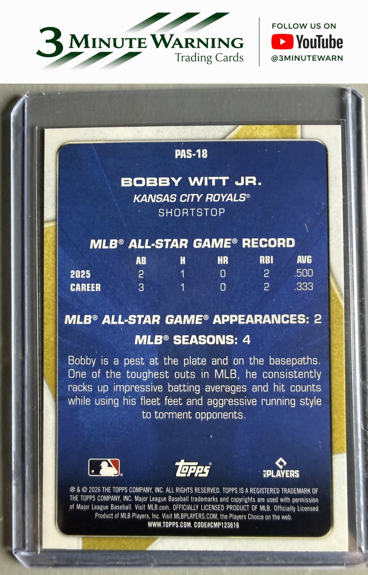 2026 Topps #PAS-18 Bobby Witt Jr. Perennial All Stars