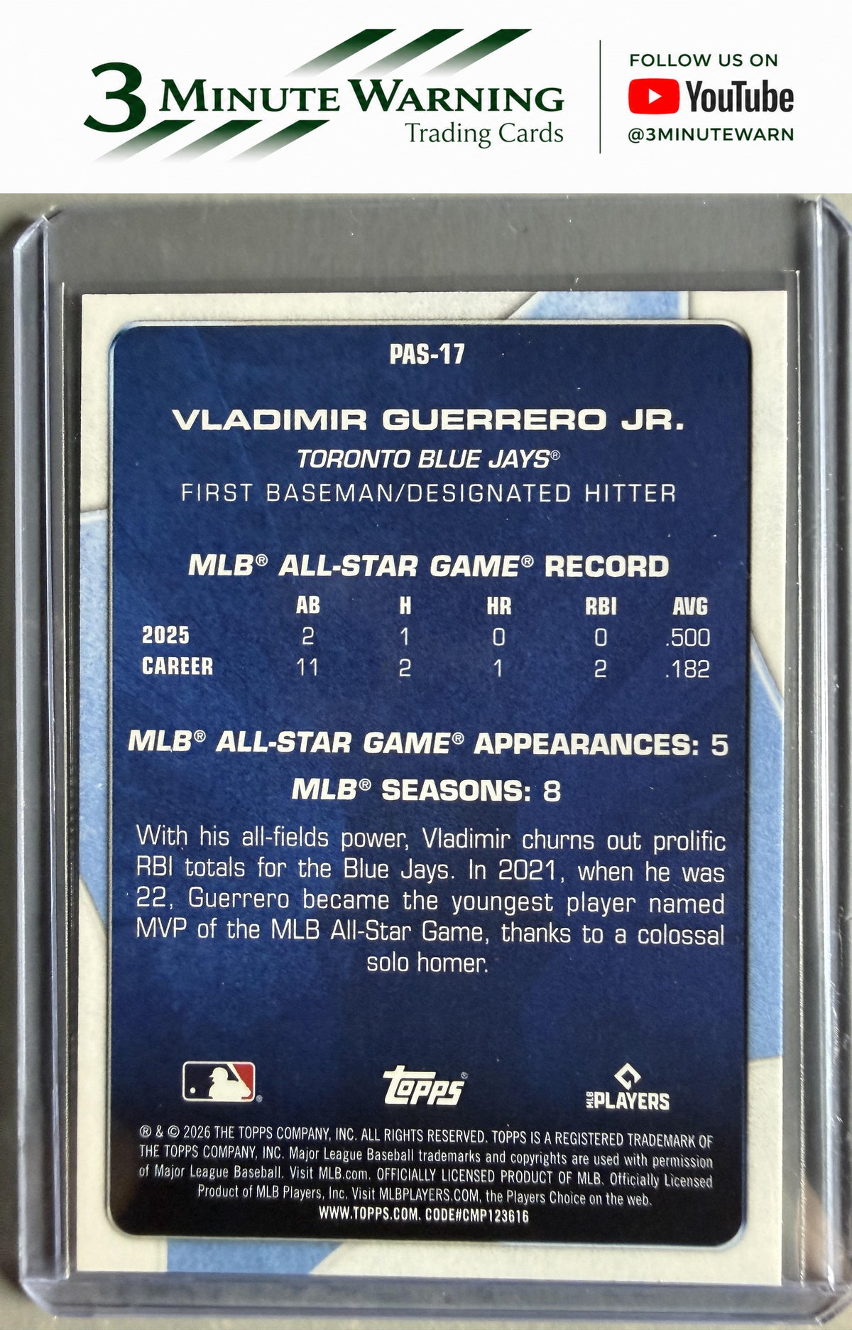 2026 Topps #PAS-17 Vladimir Guerrero Jr. Perennial All Stars