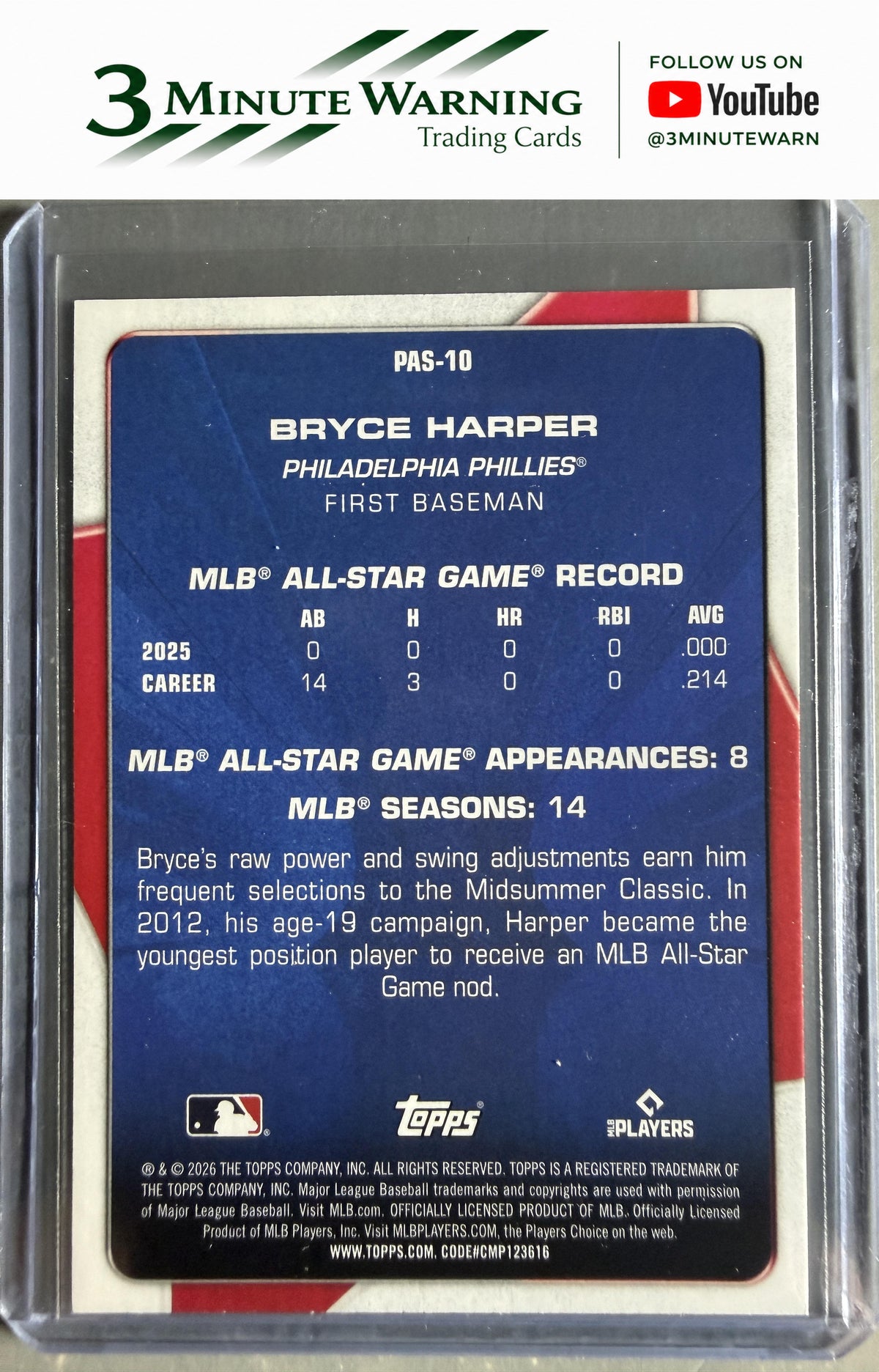2026 Topps #PAS-10 Bryce Harper Perennial All Stars