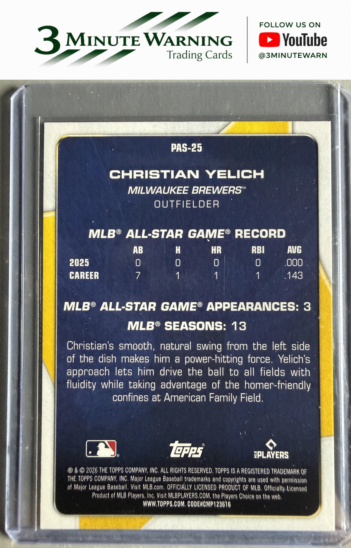 2026 Topps #PAS-25 Christian Yelich Perennial All Stars
