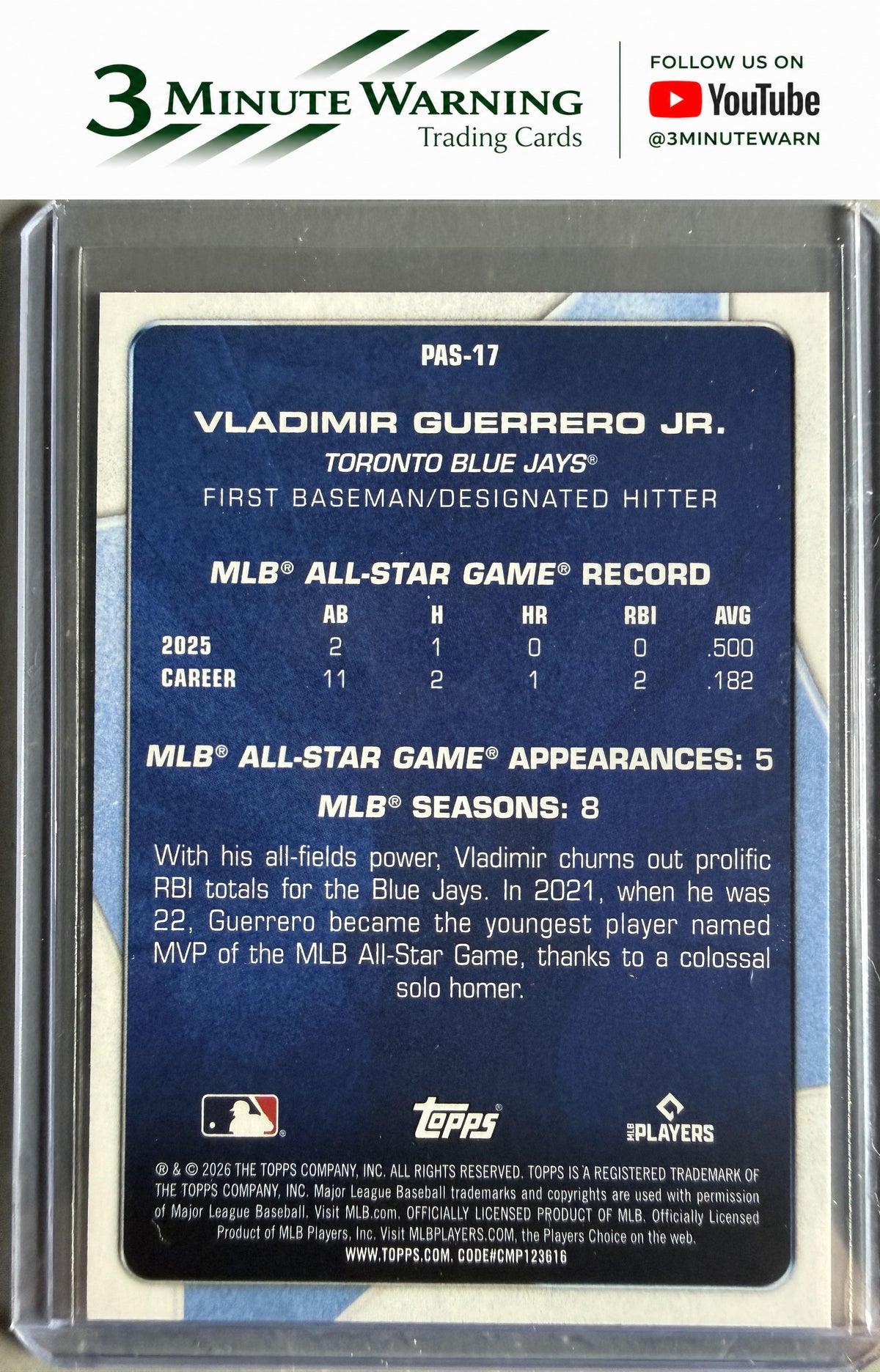 2026 Topps #PAS-17 Vladimir Guerrero Jr. Perennial All Stars