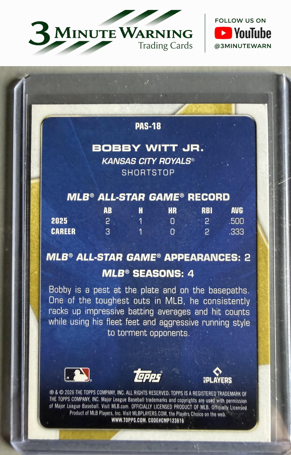 2026 Topps #PAS-18 Bobby Witt Jr. Perennial All Stars