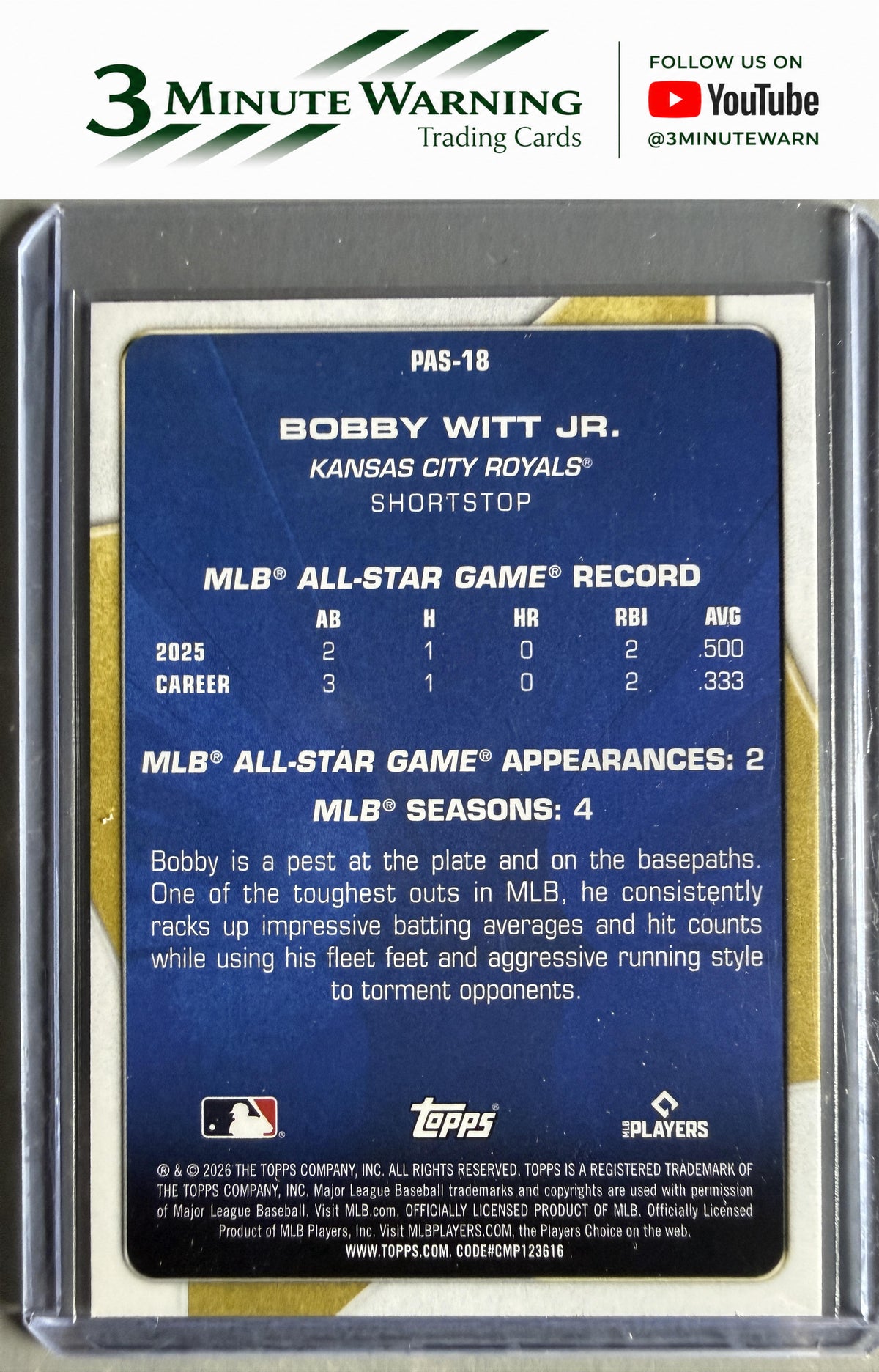 2026 Topps #PAS-18 Bobby Witt Jr. Perennial All Stars