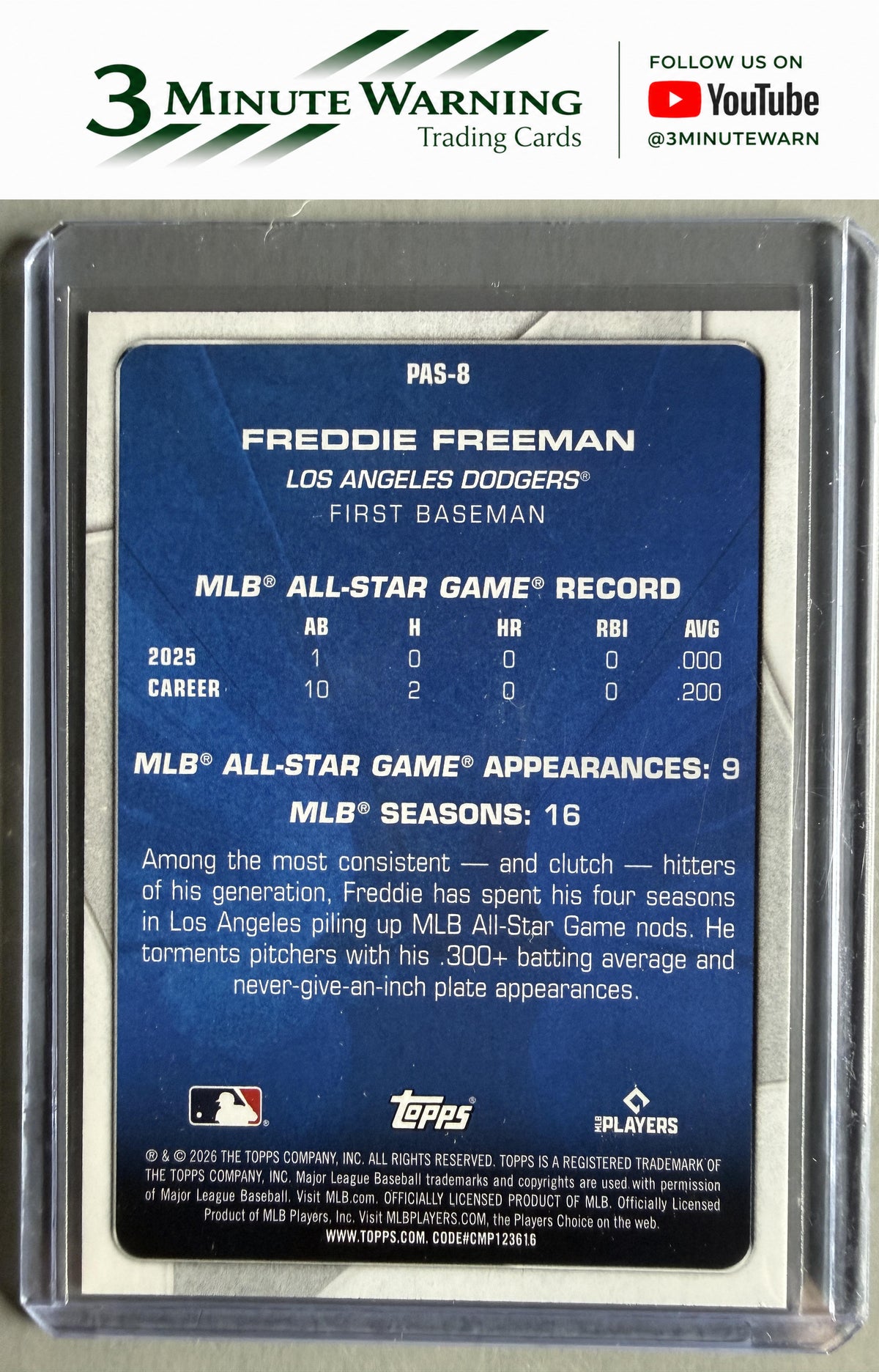 2026 Topps #PAS-8 Freddie Freeman Perennial All Stars