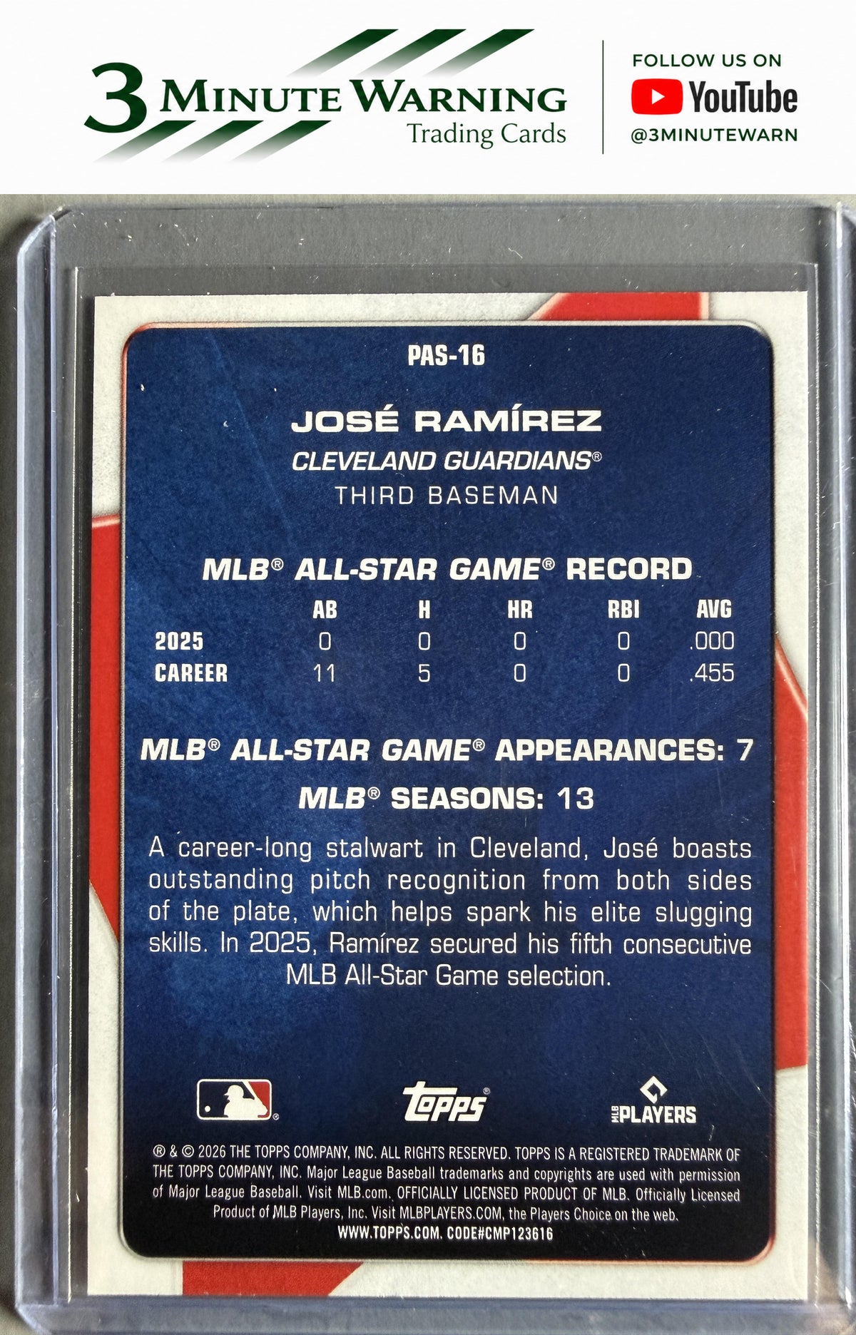 2026 Topps #PAS-16 Jose Ramirez Perennial All Stars