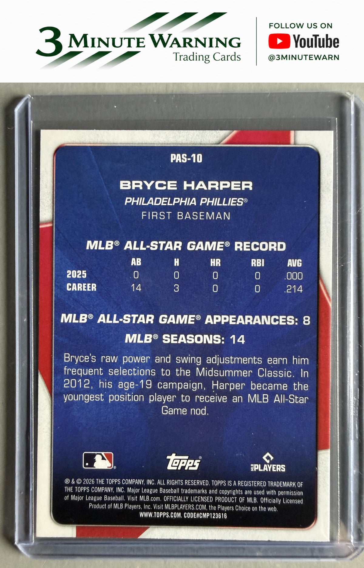 2026 Topps #PAS-10 Bryce Harper Perennial All Stars