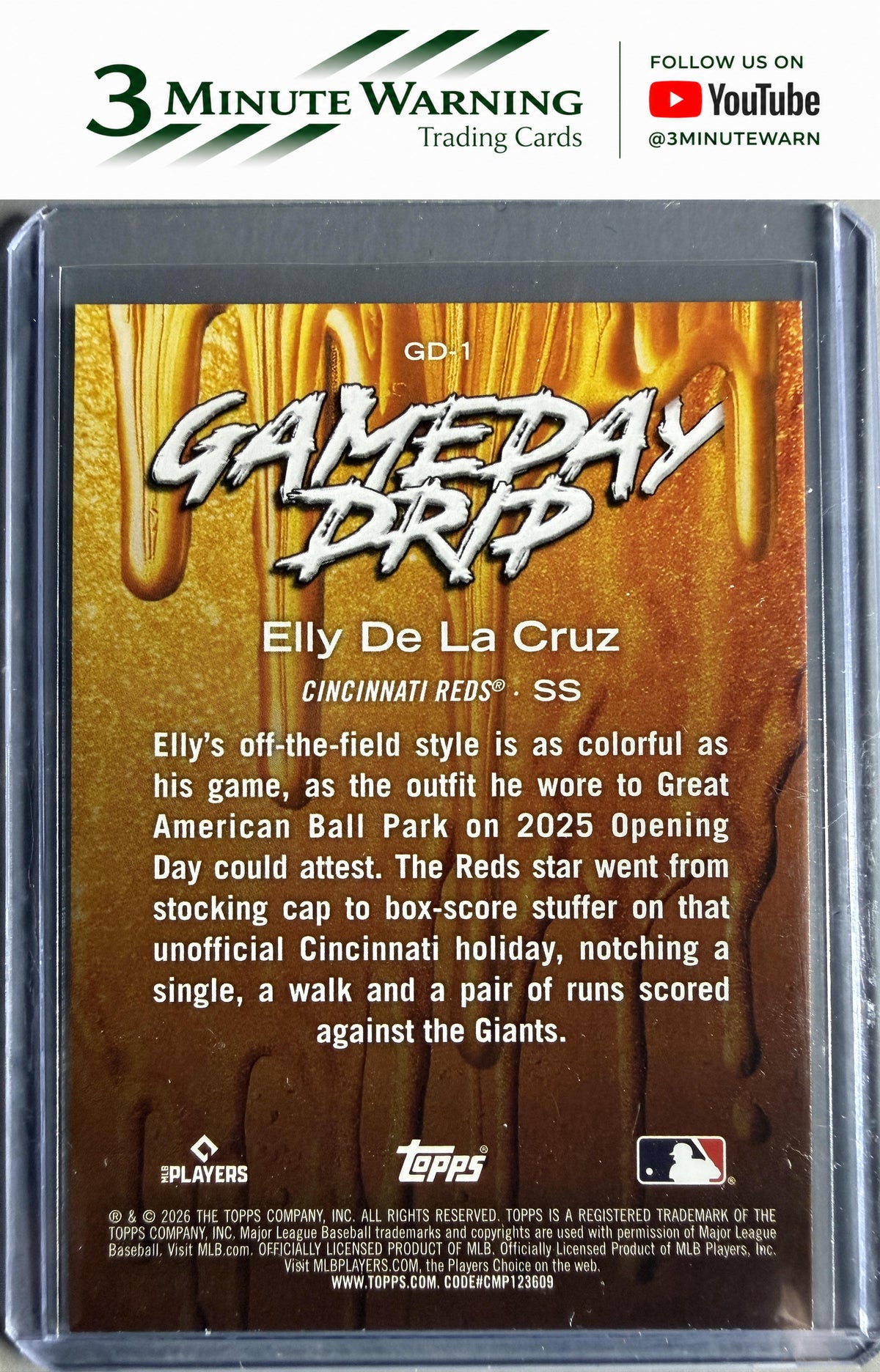 2026 Topps #GD-1 Elly De La Cruz Gameday Drip