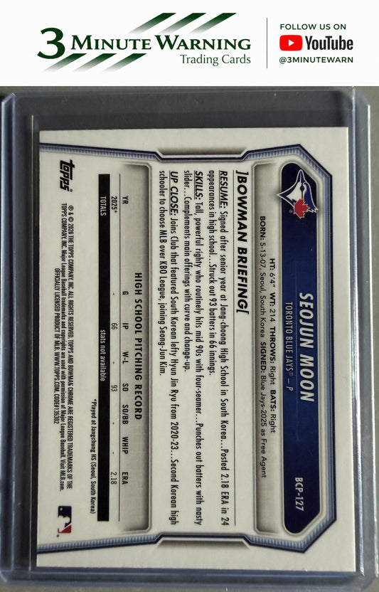 2026 Bowman #BCP-127 Seojun Moon Chrome Prospects