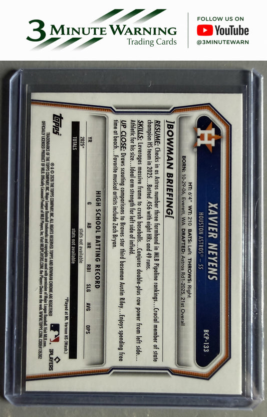 2026 Bowman #BCP-133 Xavier Neyens Chrome Prospects