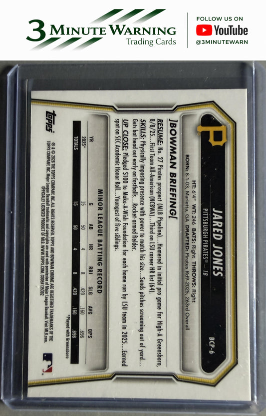 2026 Bowman #BCP-6 Jared Jones Chrome Prospects