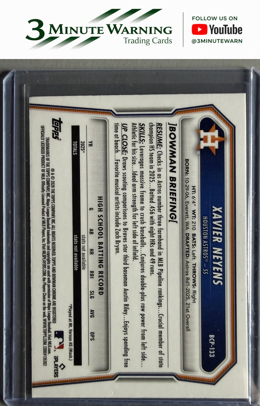 2026 Bowman #BCP-133 Xavier Neyens Chrome Prospects