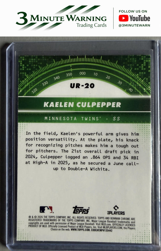 2026 Bowman #UR-20 Kaelen Culpepper Under the Radar