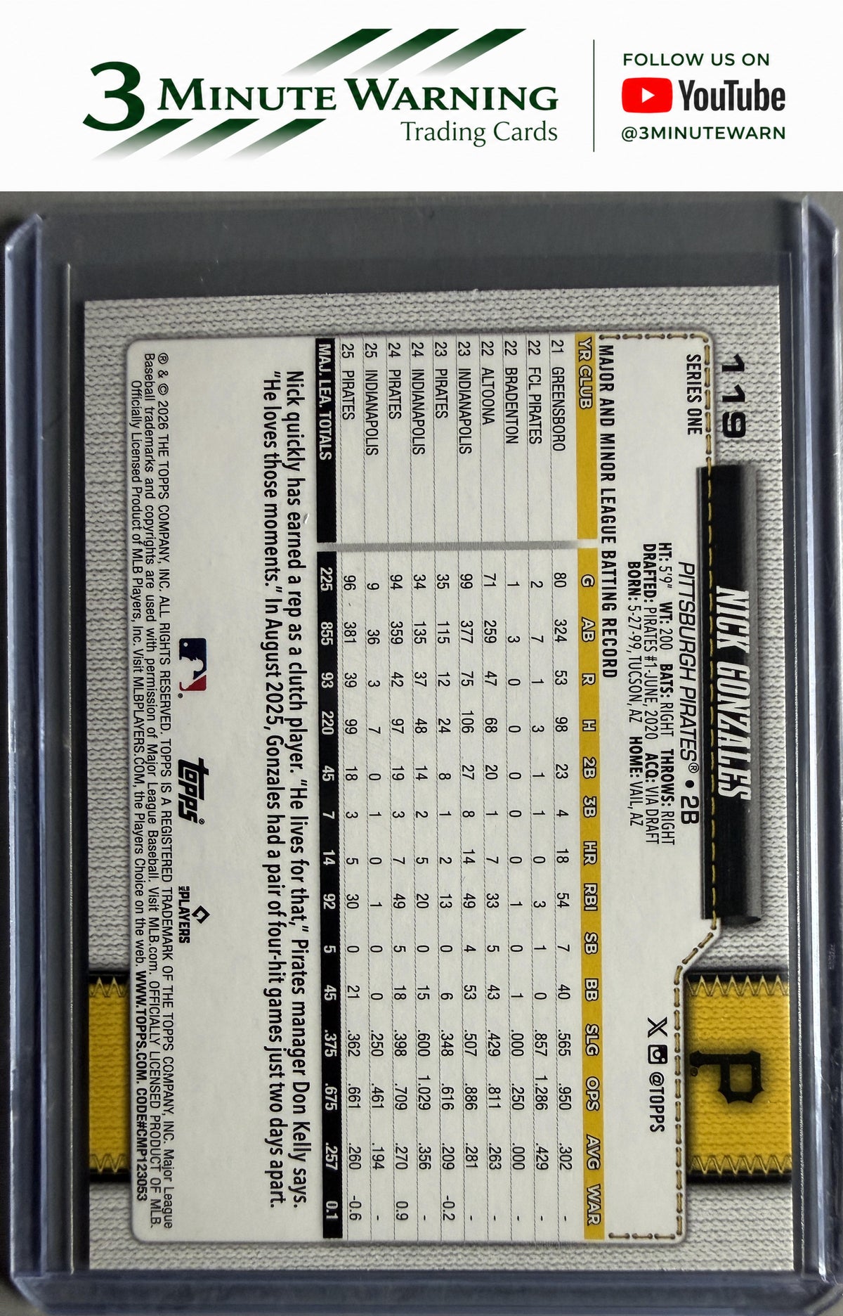 2026 Topps #119 Nick Gonzales Sandglitter