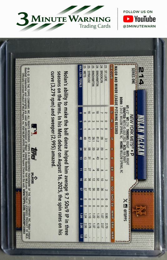 2026 Topps #214 Nolan McLean