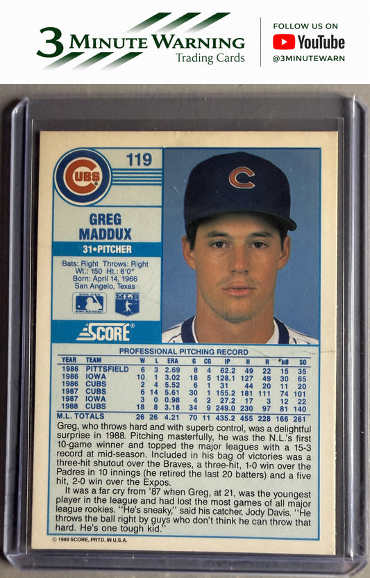 1989 Score #119 Greg Maddux