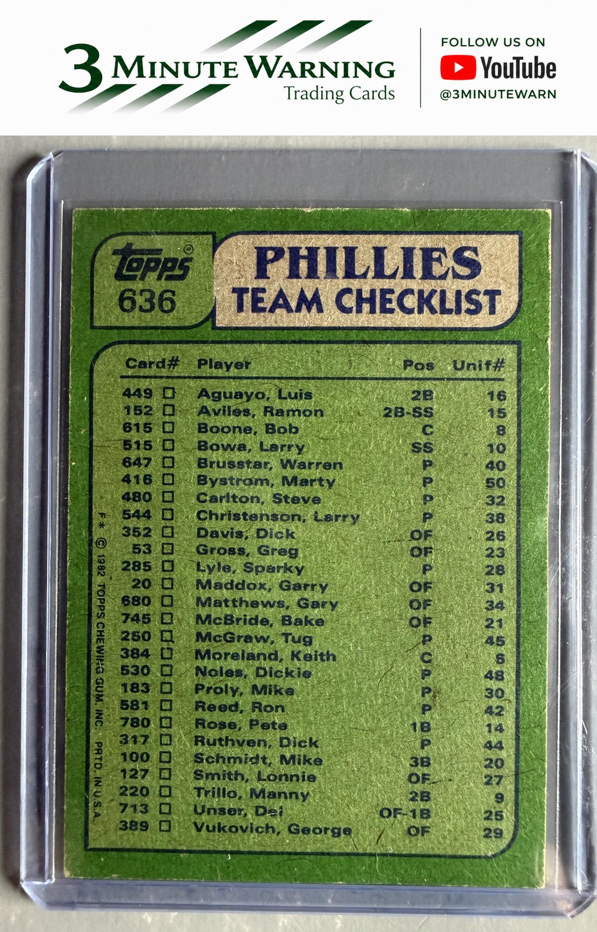 1982 Topps #636 Phillies Leaders / Checklist (Pete Rose / Steve Carlton) Team Leaders / Checklists