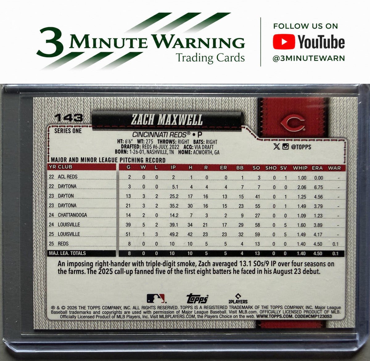 2026 Topps #143 Zach Maxwell Sandglitter
