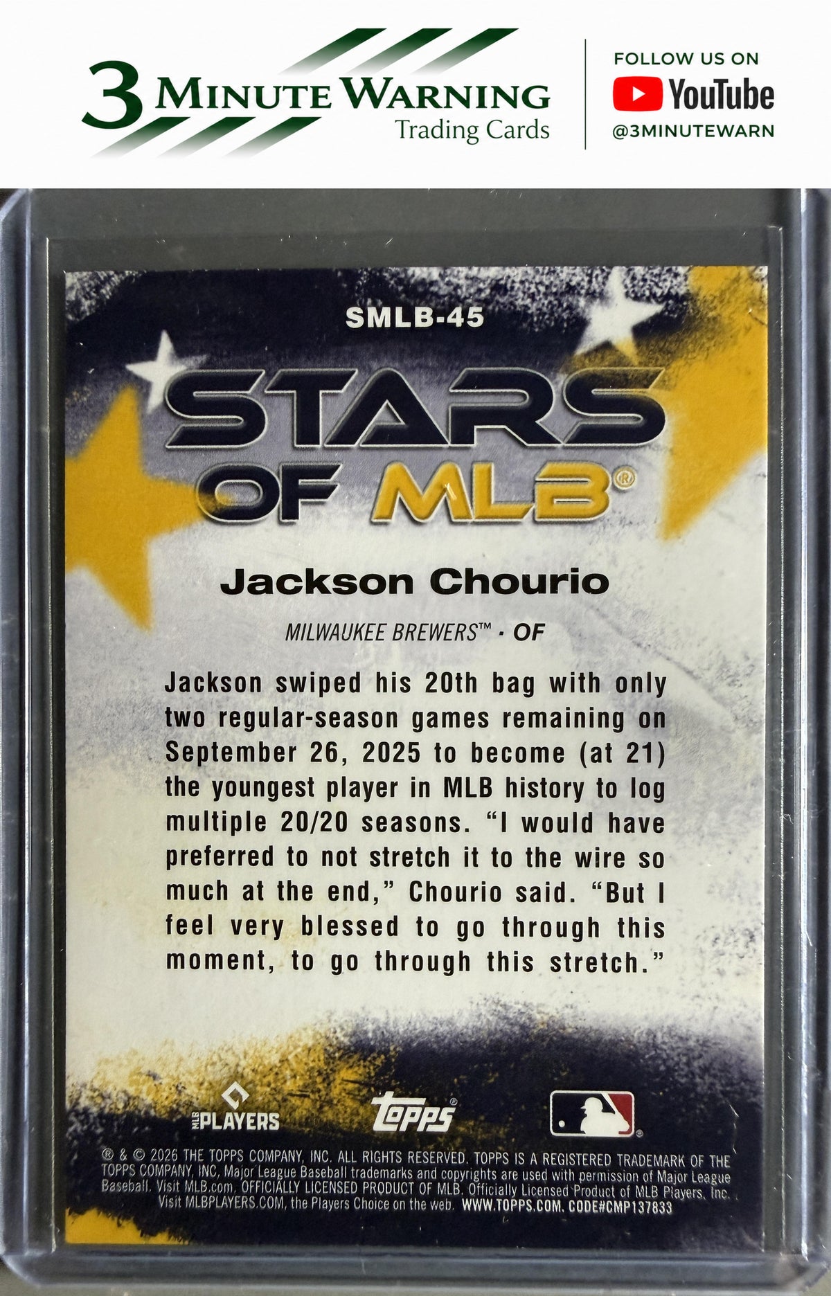 2026 Topps #SMLB-45 Jackson Chourio Stars of MLB