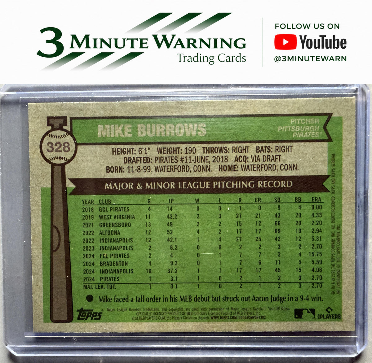 2025 Topps Heritage #328 Mike Burrows Chrome Light Blue Sparkle Refractor