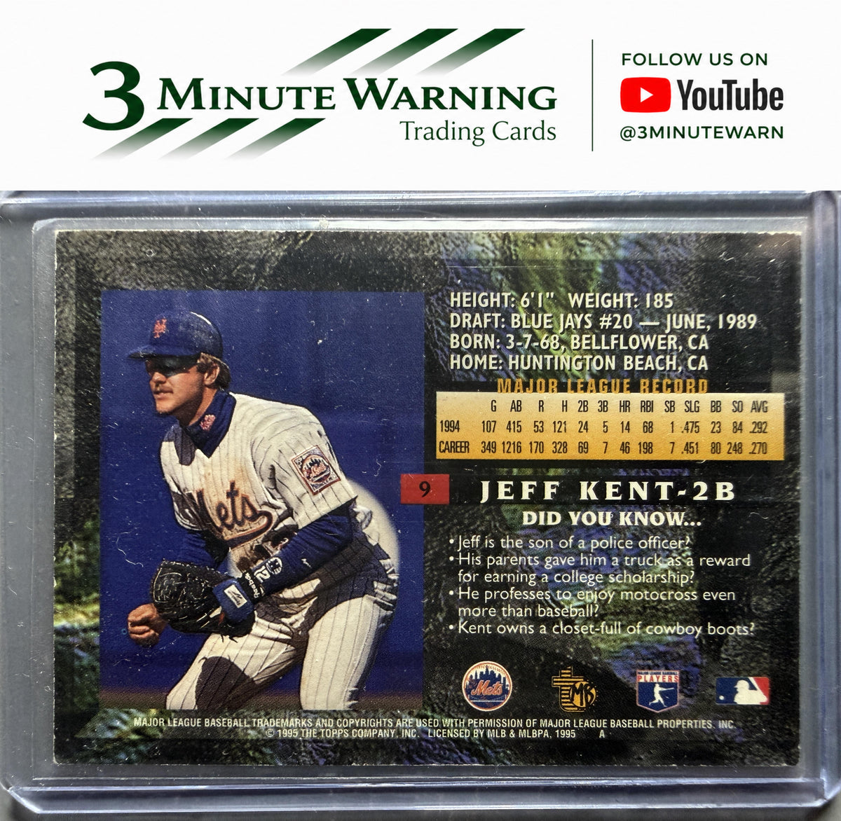 1995 Topps Embossed #9 Jeff Kent