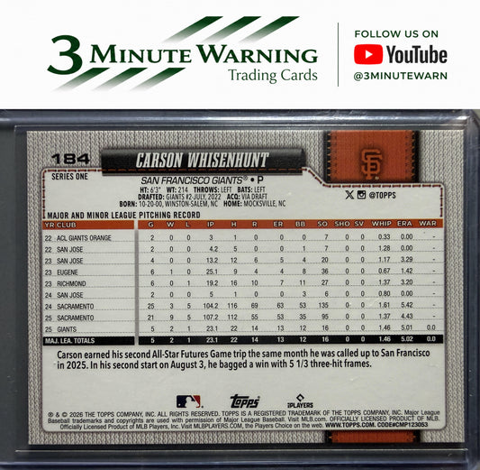 2026 Topps #184 Carson Whisenhunt