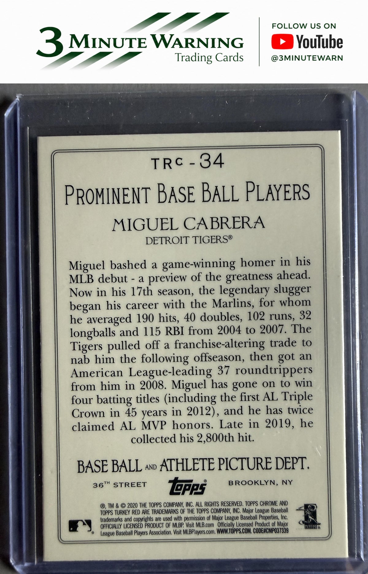 2020 Topps #TRC-34 Miguel Cabrera Turkey Red 2020 Chrome (Series 1)