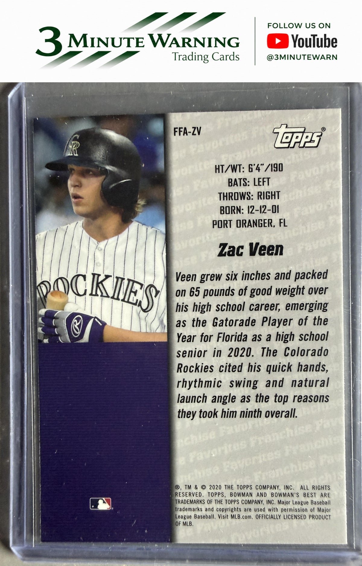 2020 Bowman's Best #FFA-ZV Zac Veen 2000 Franchise Favorites