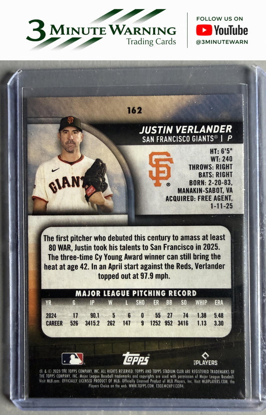 2025 Stadium Club #162 Justin Verlander