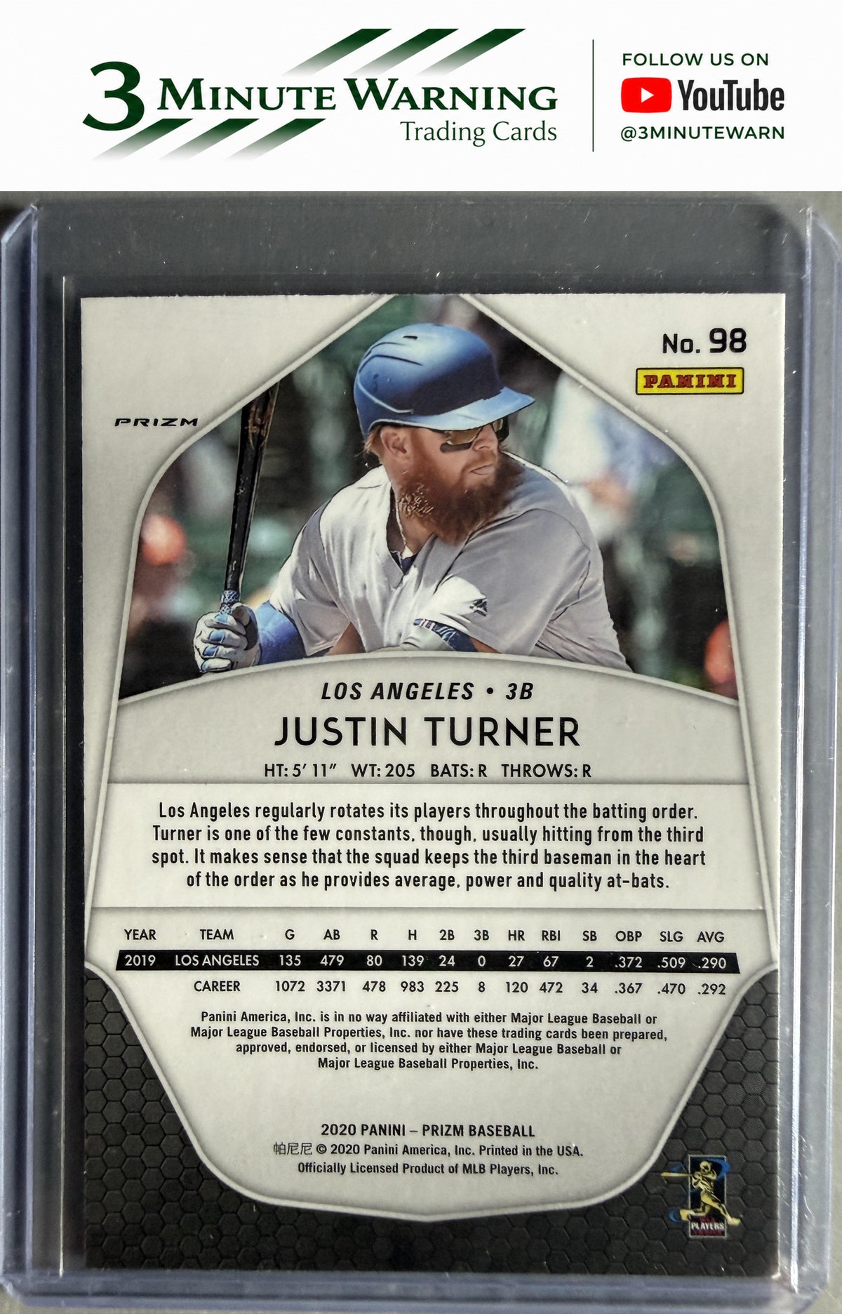 2020 Panini Prizm #98 Justin Turner Red, White and Blue Prizm