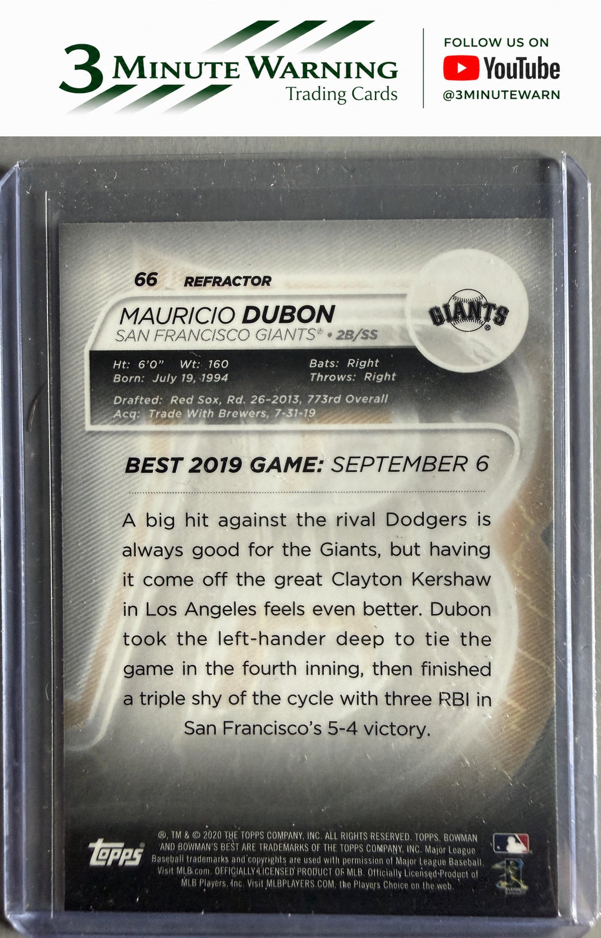 2020 Bowman's Best #66 Mauricio Dubon Refractor
