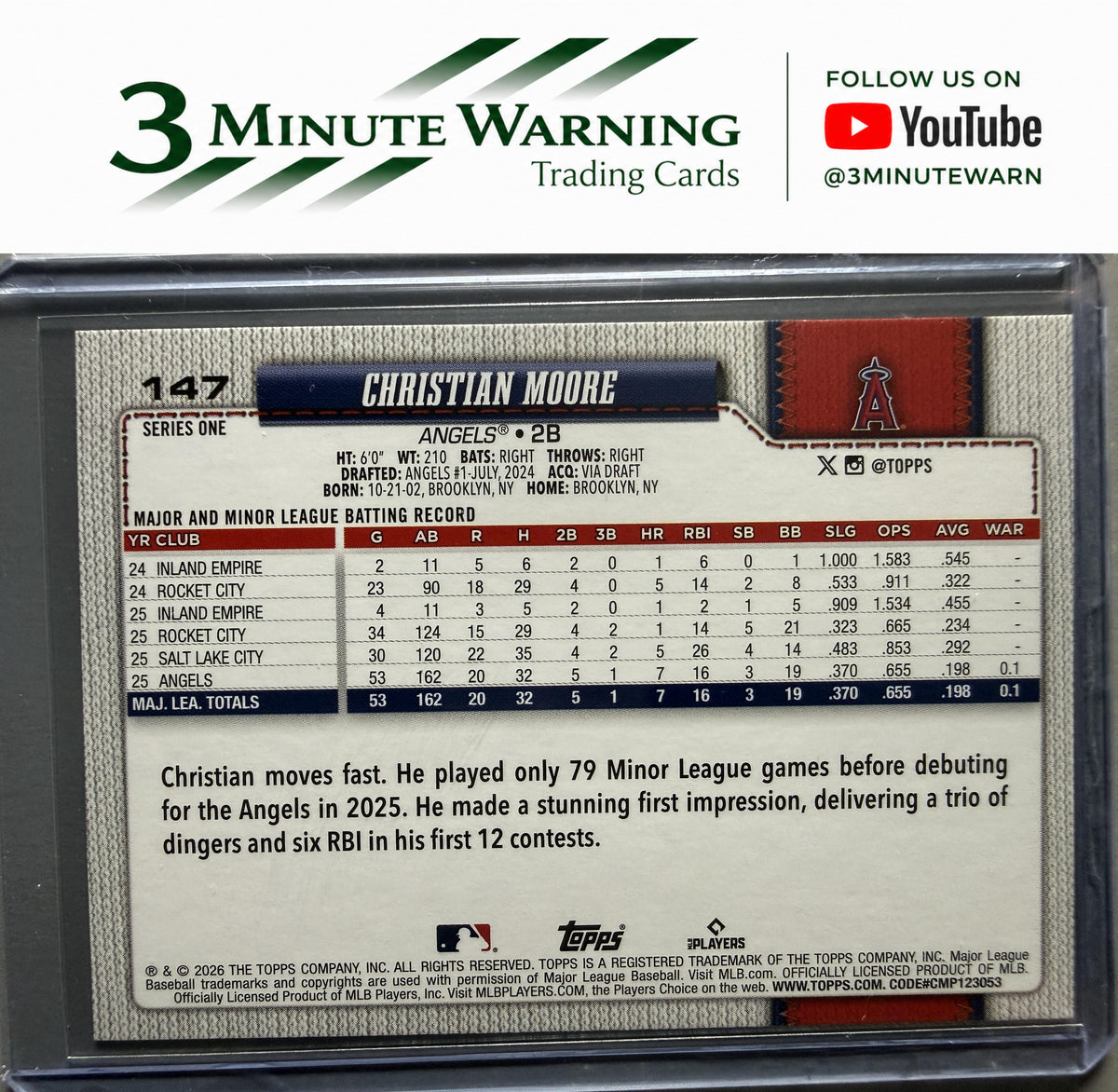 2026 Topps #147 Christian Moore Holo Foil