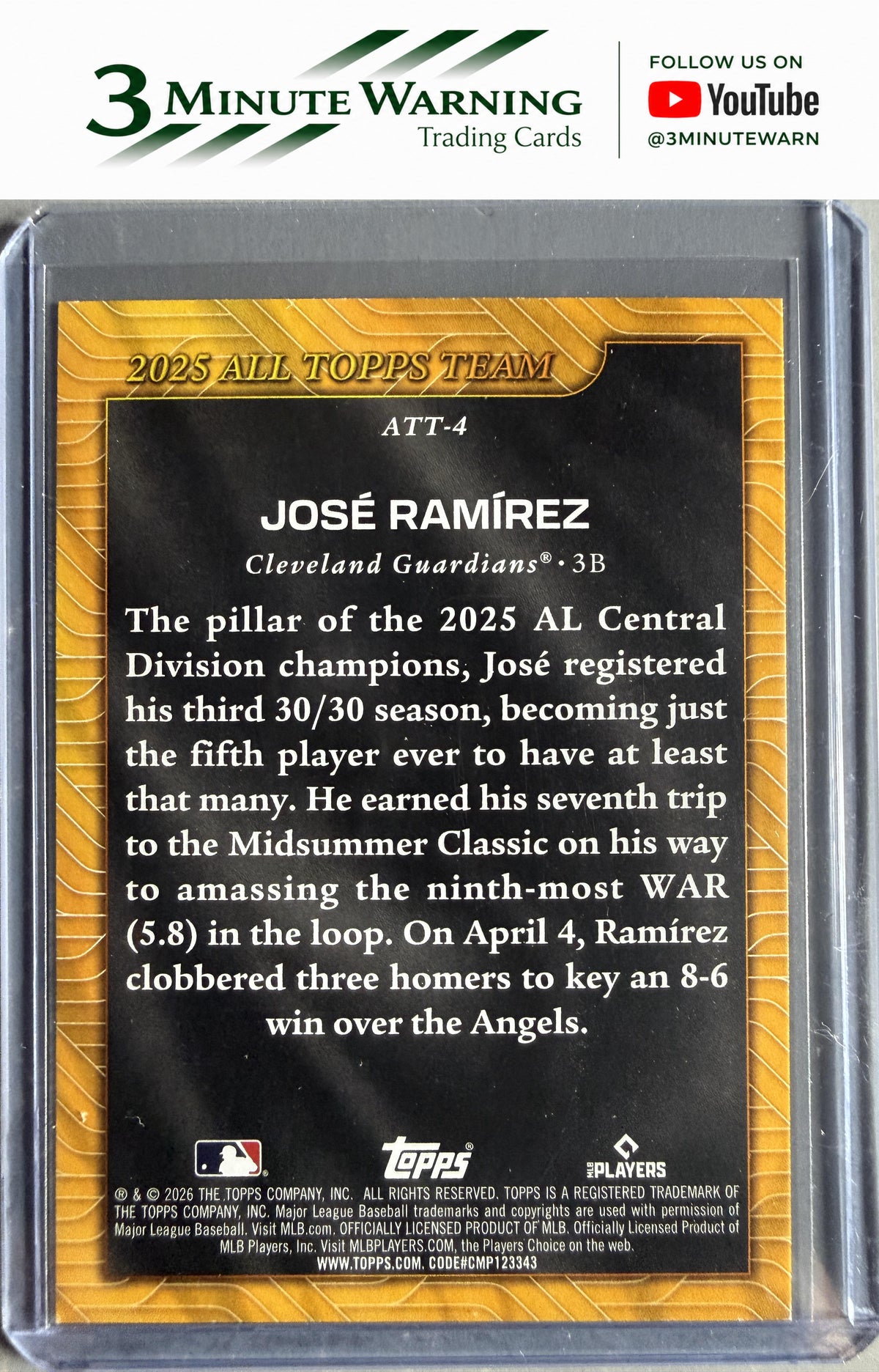 2026 Topps #ATT-4 José Ramírez 2025 All Topps Team