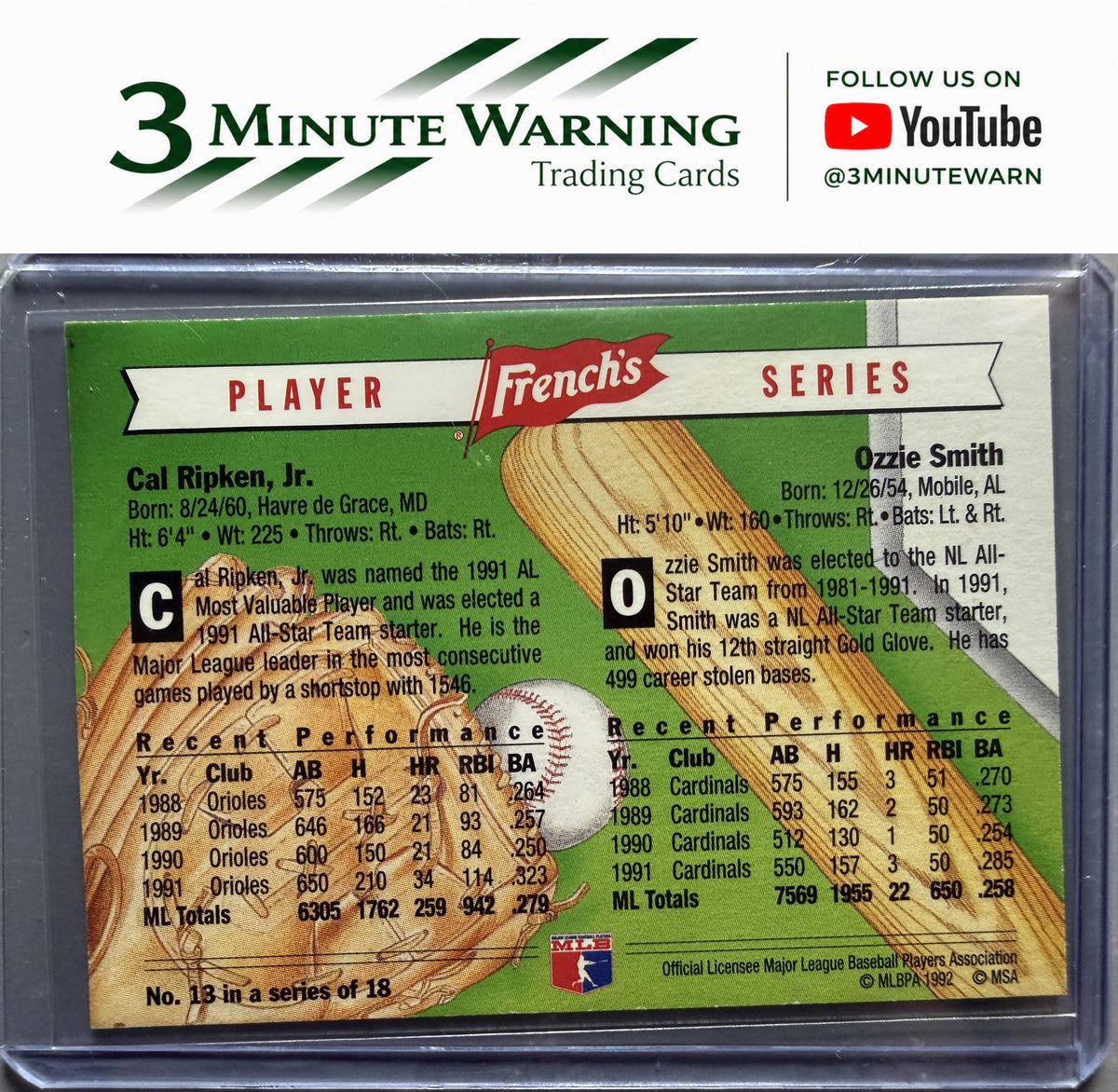 1992 French's #13 Cal Ripken, Jr. / Ozzie Smith