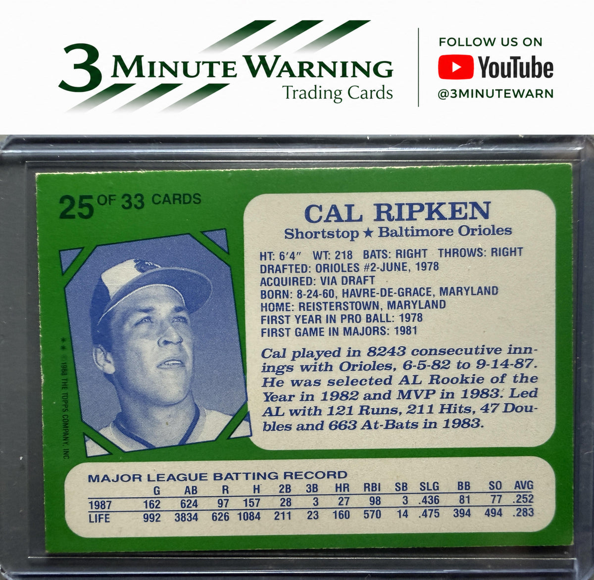 1988 Topps Kay-Bee Superstars of Baseball #25 Cal Ripken