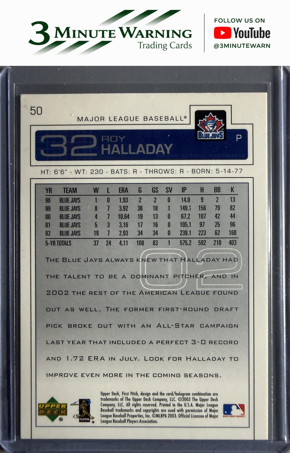 2003 Upper Deck First Pitch #50 Roy Halladay